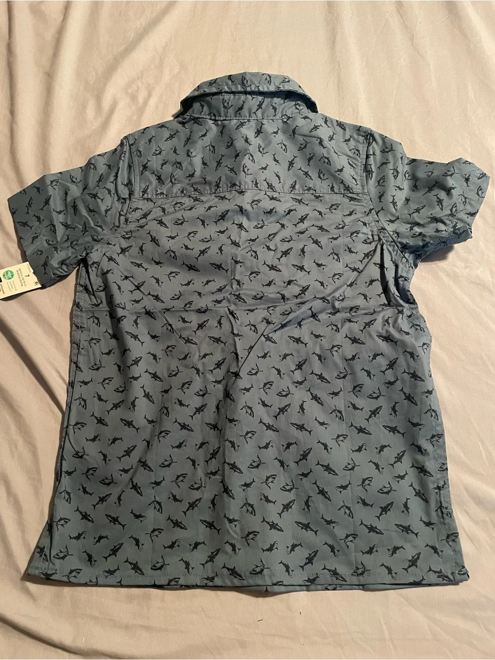 OshKosh B'gosh Light Blue Short Sleeve Shark Print Button-Up Shirt